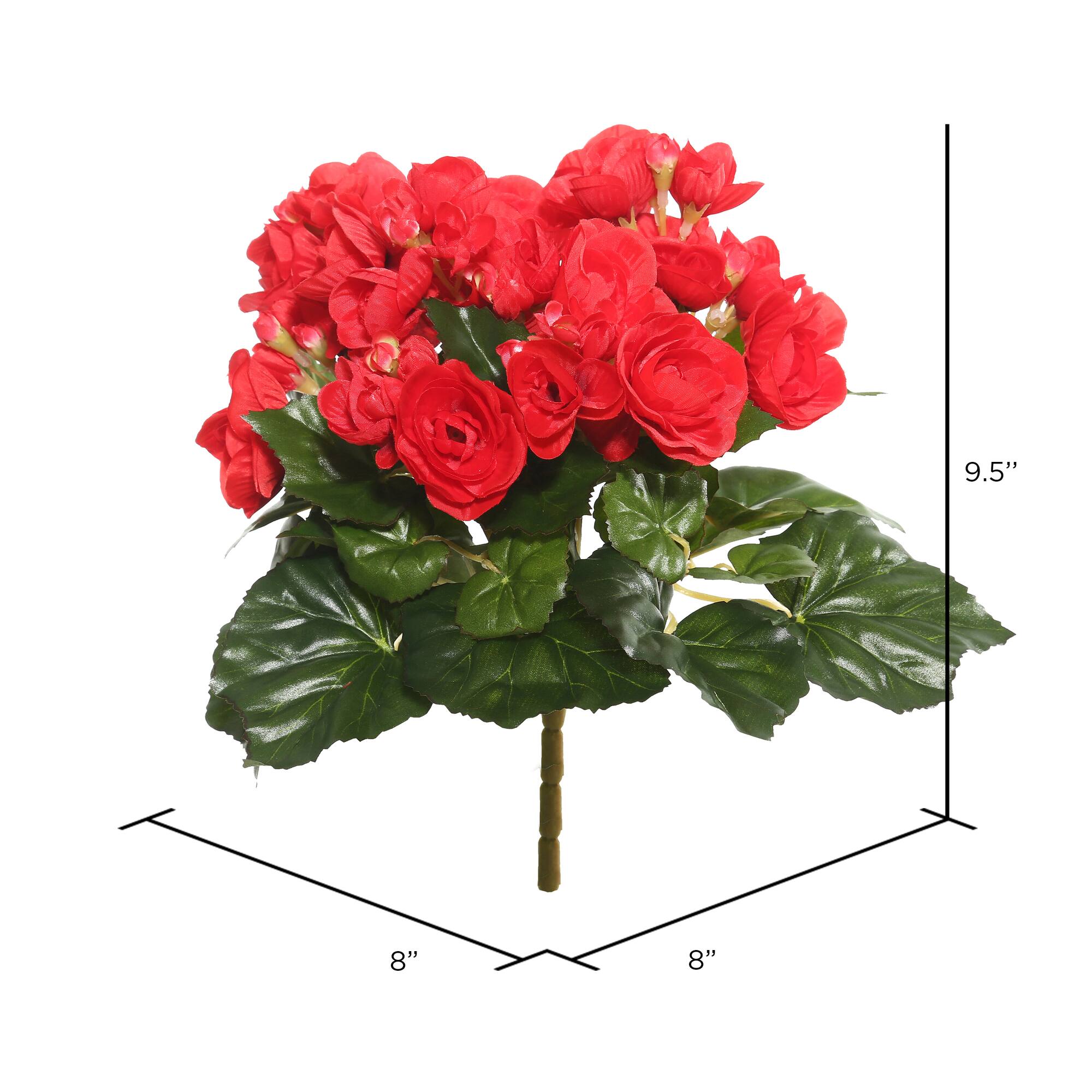 9.5" Red Artificial Polyester Begonia Bush
